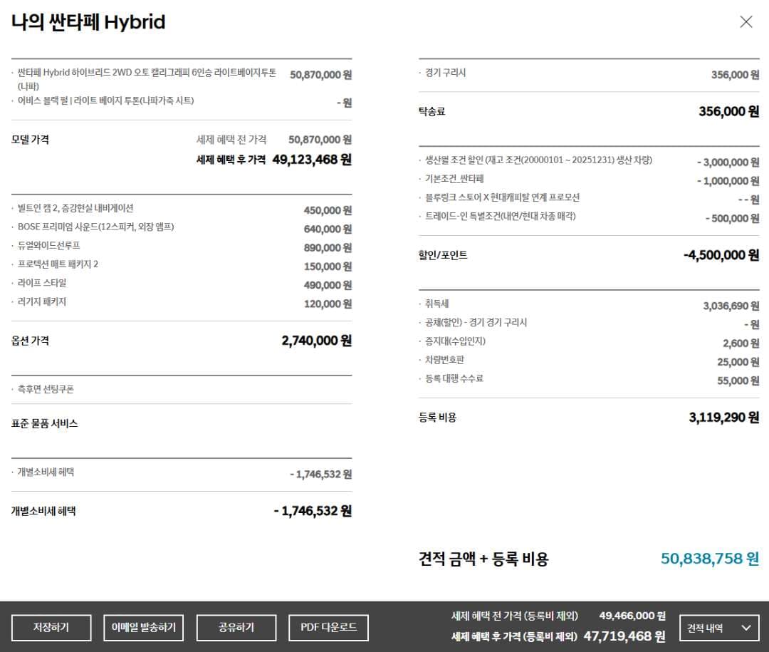 싼타페 MX5 재고 할인 가격 좋네요! 이미지 1/1
