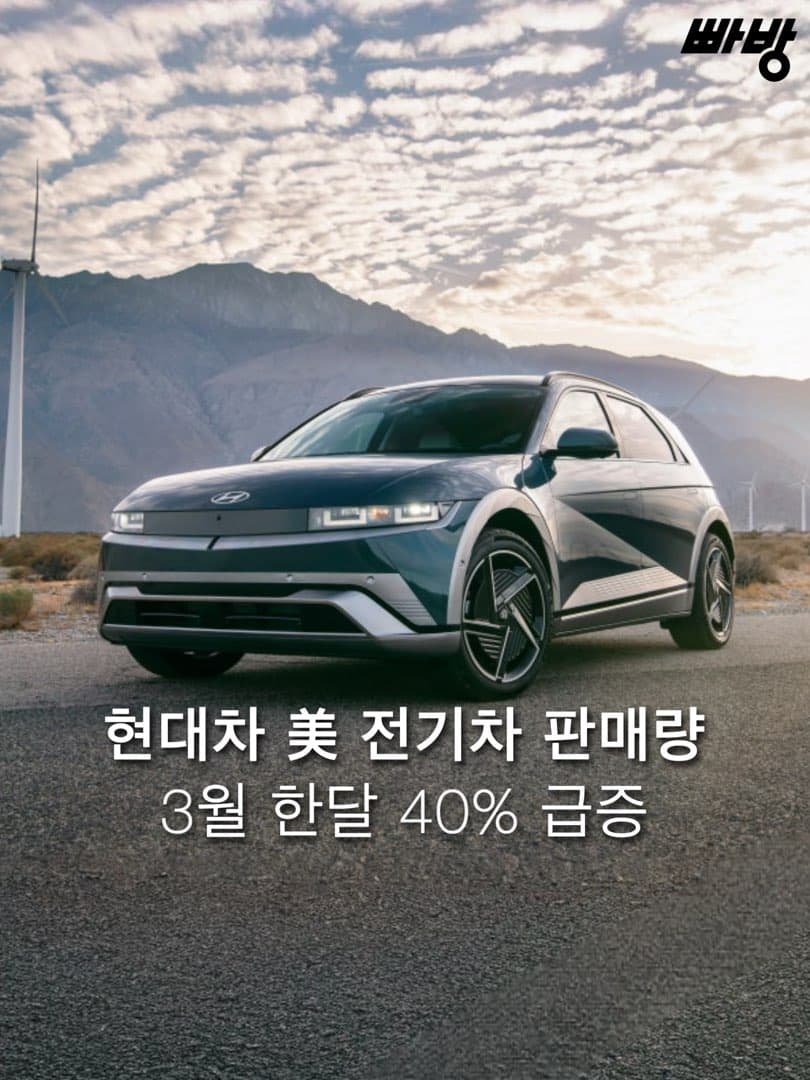 현대차, 미국 전기차 판매량 3월 판매 40% 급증 이미지 1/4