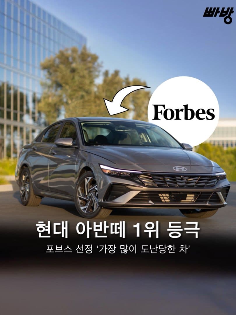“가장 많이 도난당한 차 1위“ 현대 아반떼 (엘란트라) 등극 이미지 1/9