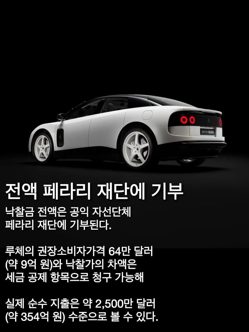 페라리 첫 전기차, '루체' 4,000만 달러 (약 566억 원) 에 낙찰...그 주인공은? 이미지 4/6