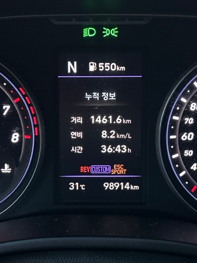 벨로스터N 수동 약 1500km 누적연비 이미지 1/1