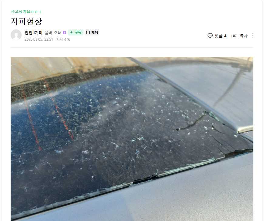 23년식 k8 뒷유리 자파현상 이미지 1/10