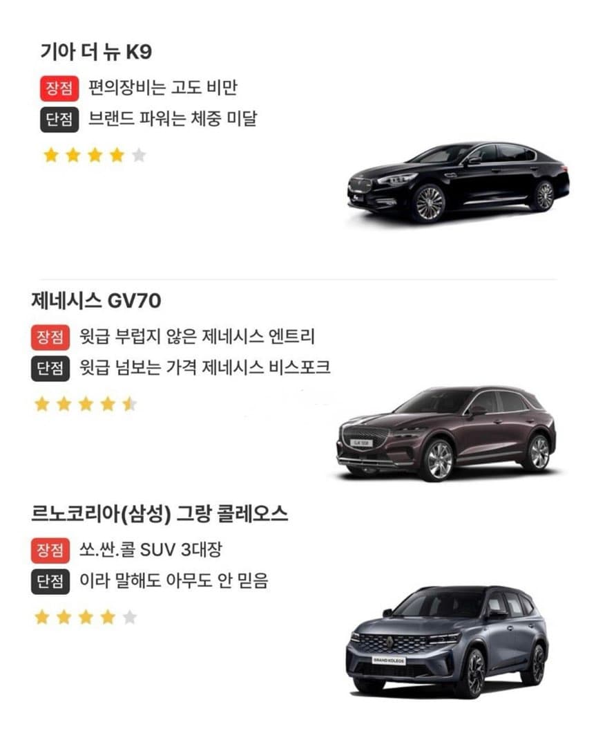 업데이트된 엔카의 차종 한줄 평 이미지 6/10