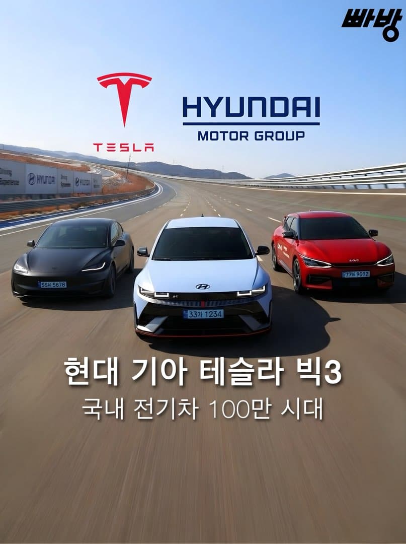국내 전기차 누적 100만 대 돌파… 현대·기아·테슬라 3강이 78% 점유 이미지 1/3