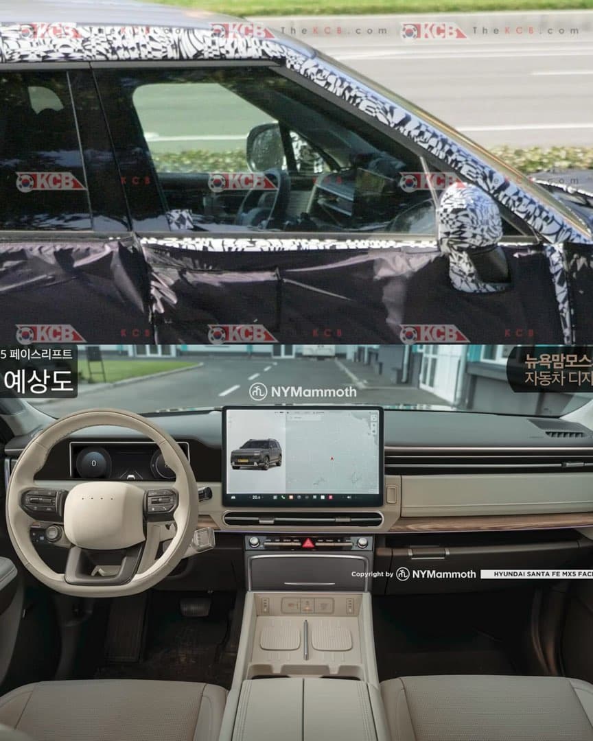 “팰리세이드와 닮은꼴” 현대차, ‘싼타페 페이스리프트 (MX5 PE)’ 스파이샷. 이미지 4/6