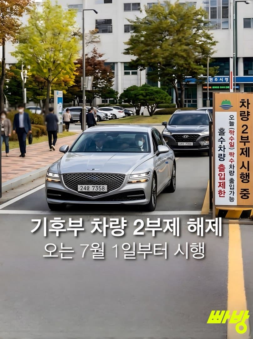 기후부, 공공 차량 2부제, 7월 1일 전면 해제 이미지 1/3