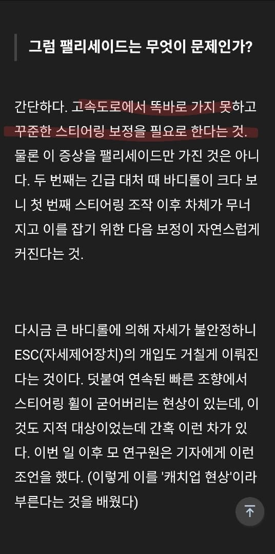 오토뷰 김기태 曰 " 팰리세이드 직진 힘들어 보타 필요. " 이미지 1/1
